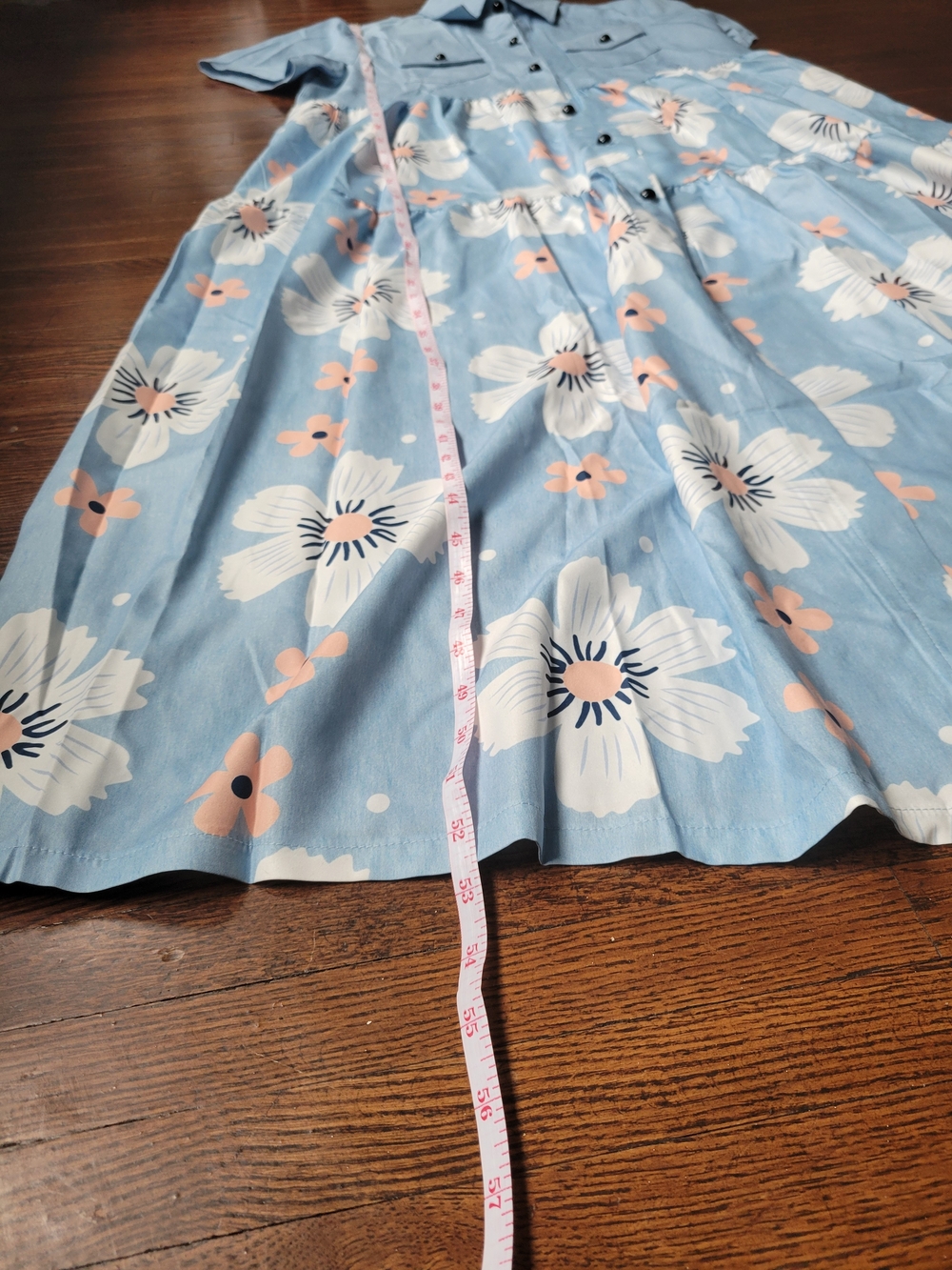 Blue Button-Up Floral Print Short Sleeve Maxi Dress Women's Size 3X Casual - Picture 14 of 15